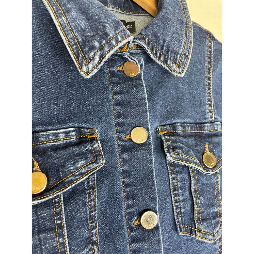 ~ Karen Millen Dress 2 Denim Stretch Midi Button Up Blue Maxi Boho Long Sleeve - Picture 3 of 16